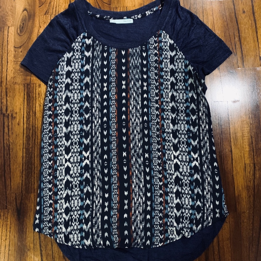 Navy T-Shirt with Sheer Pattern